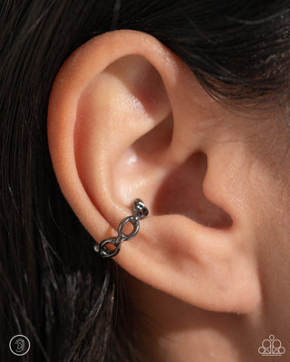 Mandatory Musings - Black - Gunmetal Link Chain Paparazzi Ear Cuff Earrings