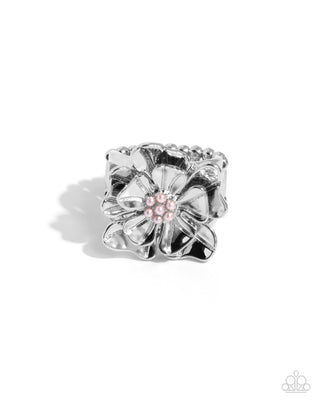 Pampered Petals - Pink - Pearl Center Flower Paparazzi Ring