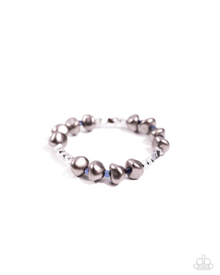 In the STONE - Blue - and Gunmetal Bead Paparazzi Stretchy Bracelet