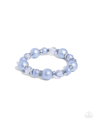 Pearl Protagonist - Blue - Faceted Shimmery Bead Paparazzi Stretchy Bracelet