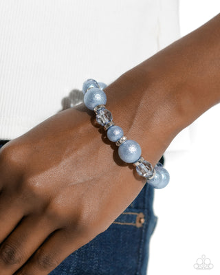 Pearl Protagonist - Blue - Faceted Shimmery Bead Paparazzi Stretchy Bracelet