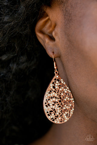 Hustle and Bustle Copper Paparazzi Earrings