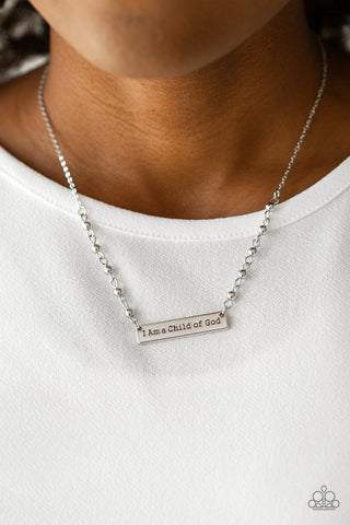 Send Me an Angel - Silver - Inspirational/Religious "I am a Child of God"  Paparazzi Necklace - Black Diamond Exclusive
