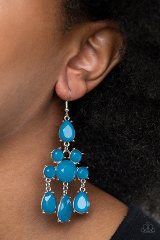 Afterglow Glamour - Blue - Glassy Bead Paparazzi Fishhook Earrings