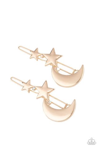 At First TWILIGHT Gold Paparazzi Hair Clips