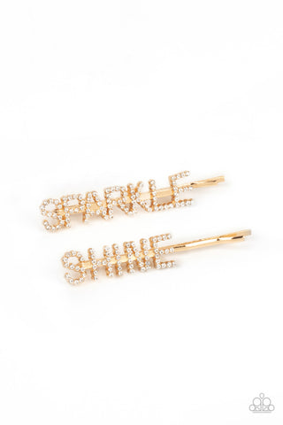 Center of the SPARKLE-Verse Gold Paparazzi Hair Pins