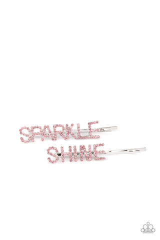 Center of the SPARKLE-Verse Pink Paparazzi Hair Pins