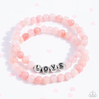 Devoted Dreamer - Pink - Beaded L-O-V-E Love Inspirational Paparazzi Stretchy Bracelet
