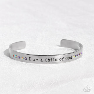 Divine Display - Multi - Iridescent Rhinestone "I Am a Child of God" Inspirational Religious Paparazzi Cuff Bracelet