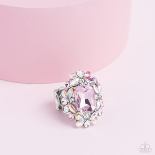 Dynamic Diadem - Pink - and Iridescent Gem Paparazzi Ring - April 2023 Life of the Party Exclusive