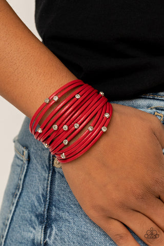 Fearlessly Layered Red Paparazzi Bracelet