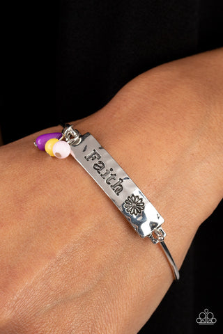Flirting with Faith - Purple - Beaded Inspirational Religious Paparazzi Hinge Bracelet