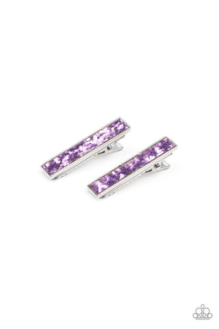 For All the World to SEQUIN - Purple - Sparkly Paparazzi Hair Clips