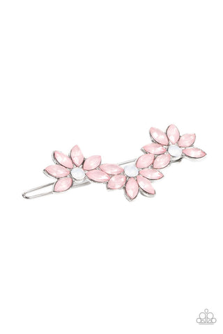 GLOWING Season - Pink - Opalescent Gem Flower Paparazzi Barrette Hair Clip
