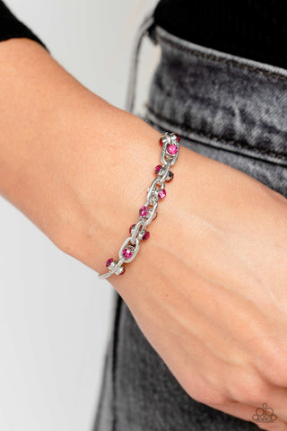 Intertwined Illusion - Pink - Rhinestone Studded Paparazzi Bolo Lariat Bracelet