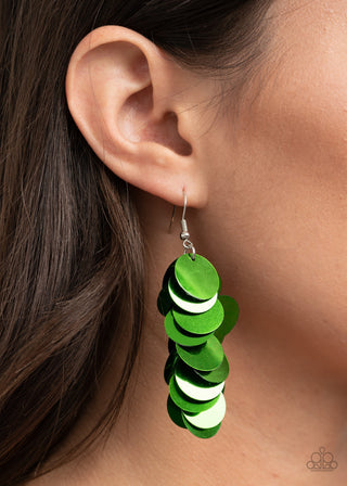 Now You SEQUIN It - Green - Metallic Sequin Paparazzi Fishhook Earrings