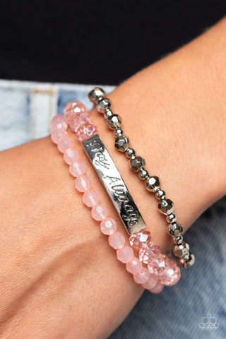 Pray Always - Pink - Beaded Inspirational Religious Paparazzi Stretchy Bracelet