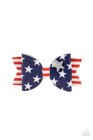 Red, White, and BOWS - Multi - Patriotic Stars and Stripes Flag Paparazzi Hair Bow