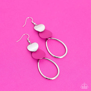 Retro Reception - Pink - Disc and Teardrop Frame Paparazzi Fishhook Earrings