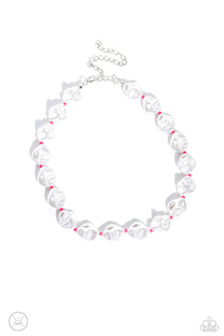 SHORE Enough - Pink - White Baroque Pearl and Seed Bead Paparazzi Choker Necklace