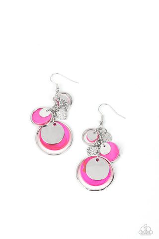 Saved by the SHELL - Pink - Seashell Disc Leaf Charm Paparazzi Fishhook Earrings