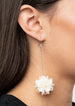 Swing Big - White - Pearly Bead Cluster Paparazzi Fishhook Earrings - January 2021 Life of the Party Exclusive