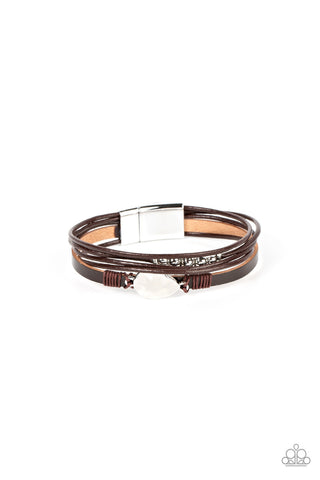 Tahoe Tourist - Brown - Leather with Beads Paparazzi Magnetic Bracelet