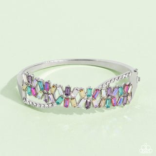 Timeless Trifecta - Multi - Colorful Emerald Cut Gem Paparazzi Hinge Bracelet - May 2023 Life of the Party Exclusive