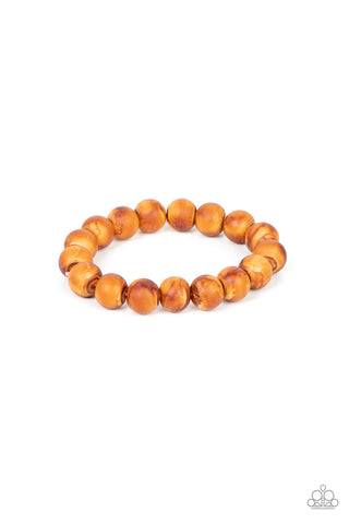Totally Timber Mill - Brown - Wooden Bead Paparazzi Stretchy Bracelet