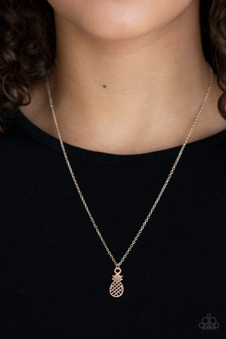 A PINEAPPLE a Day Rose Gold Paparazzi Necklace