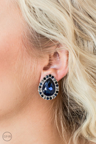 All HAUTE and Bothered Multi Blue Paparazzi Clip-On Earrings