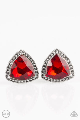 Daringly Duchess Red Paparazzi Clip-On Earrings