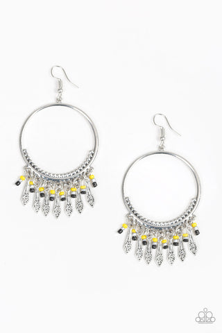 Floral Serenity Yellow Paparazzi Earrings