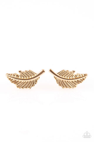 Flying Feathers Gold Paparazzi Earrings