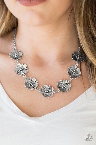 Poppin Poppies Silver Paparazzi Necklace