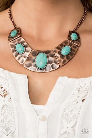 RULER in Favor Copper Turquoise Paparazzi Necklace