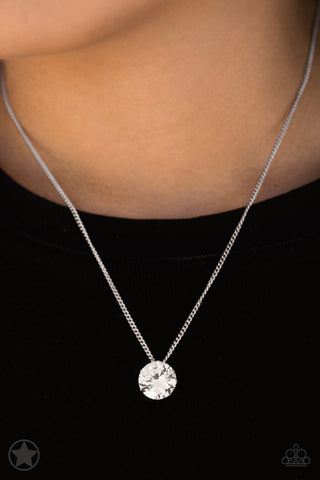 What a Gem - White - Rhinestone Solitaire Paparazzi Short Necklace